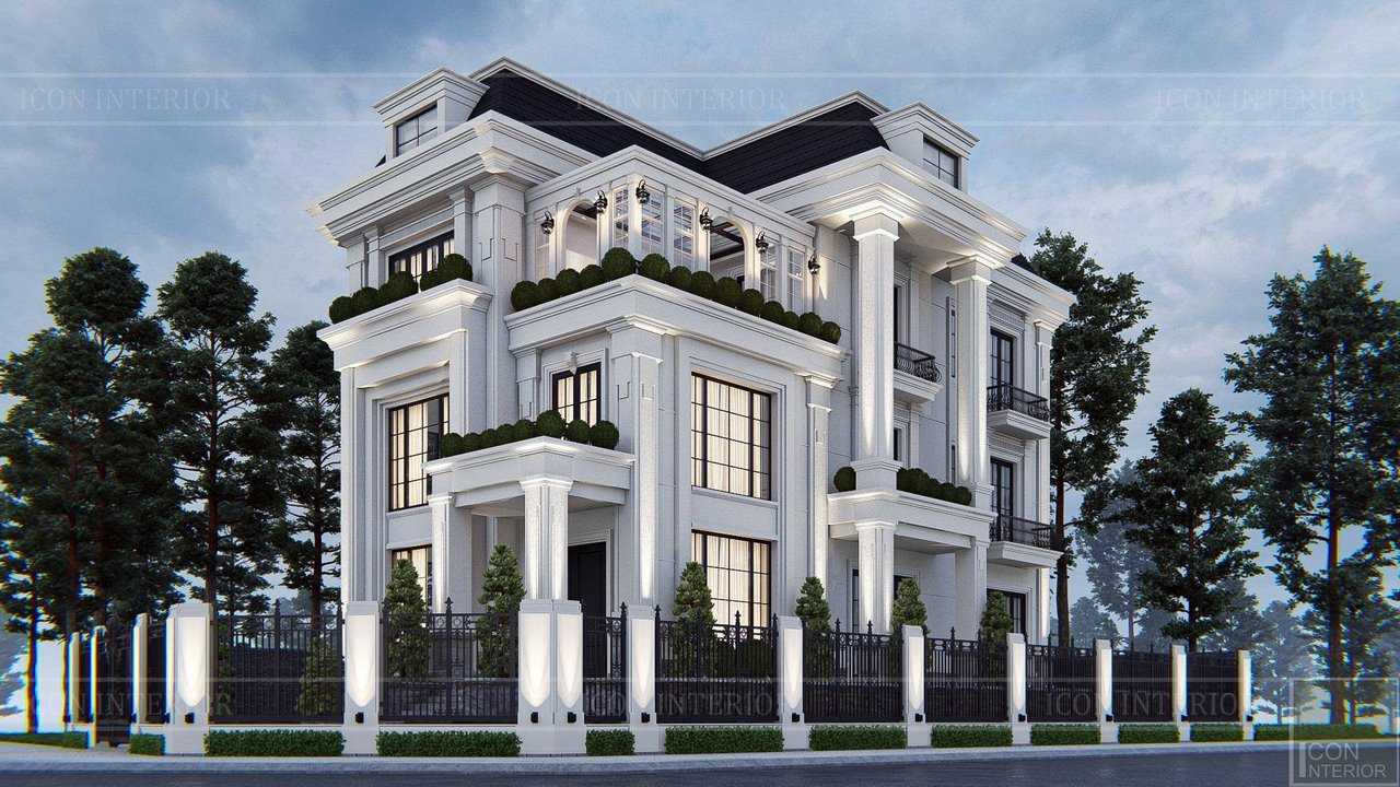 Mẫu thiết kế biệt thự tân cổ điển 3 tầng, dự án Villa Quận 2 1000m2.