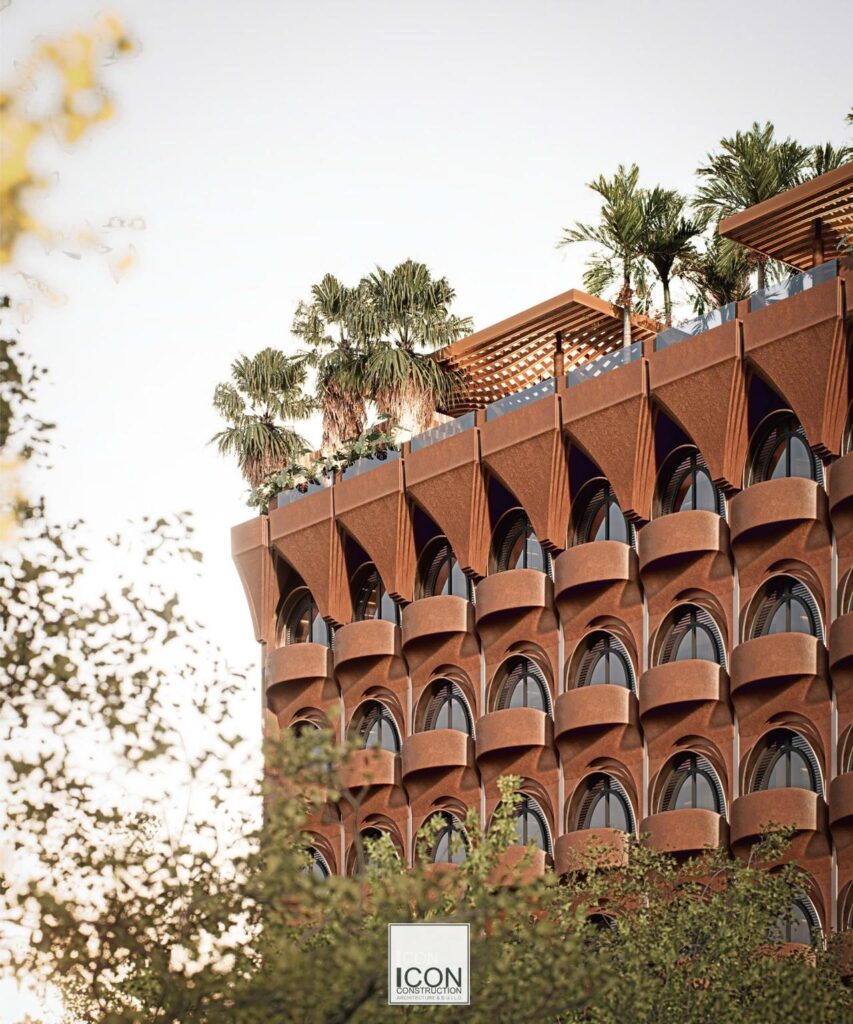 Lấy cảm hứng từ những viên gạch đỏ truyền thống của các tháp Chăm cổ, màu đất nung được sử dụng làm màu chủ đạo của thiết kế kiến trúc, mang đến cảm giác gần gũi, ấm áp nhưng vẫn trang trọng.