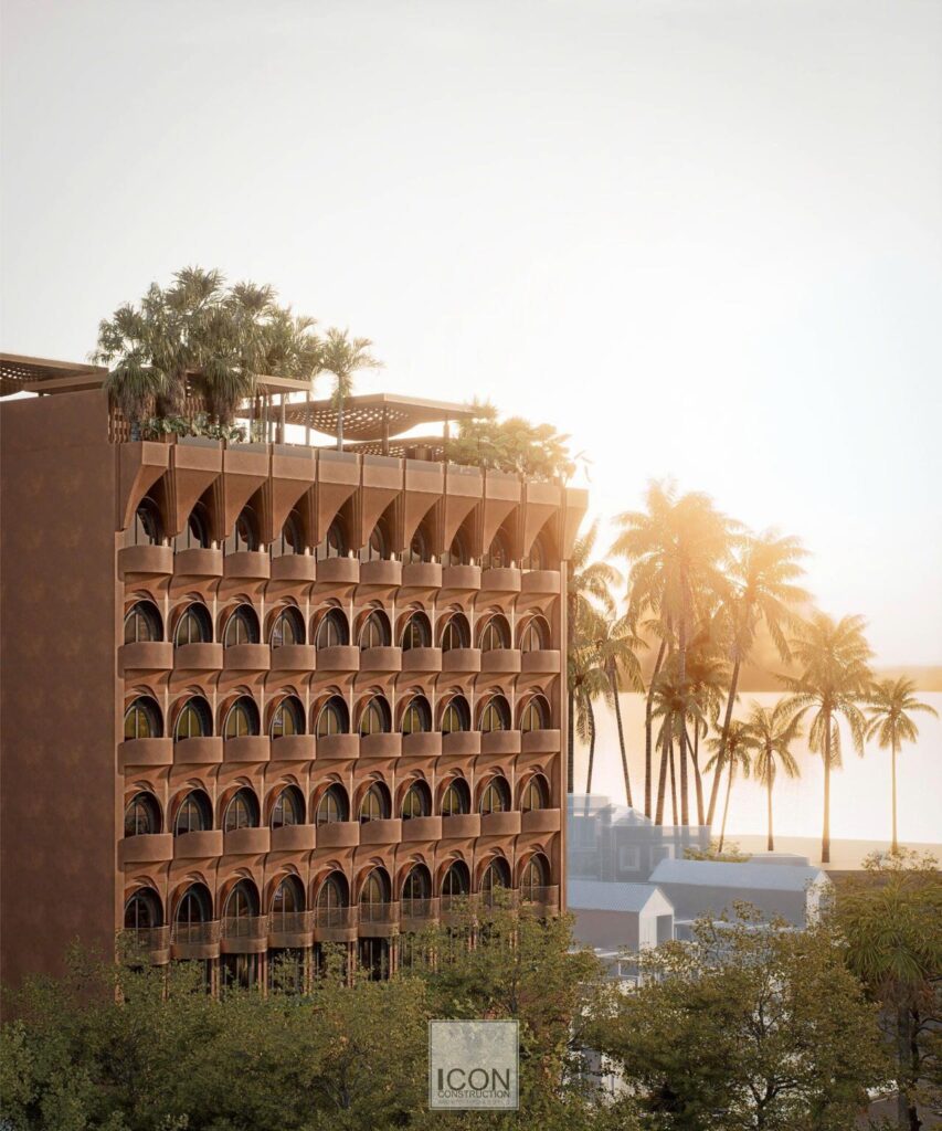 Mái và điểm nhấn trên nóc công trình là một thiết kế cách điệu đầy sáng tạo