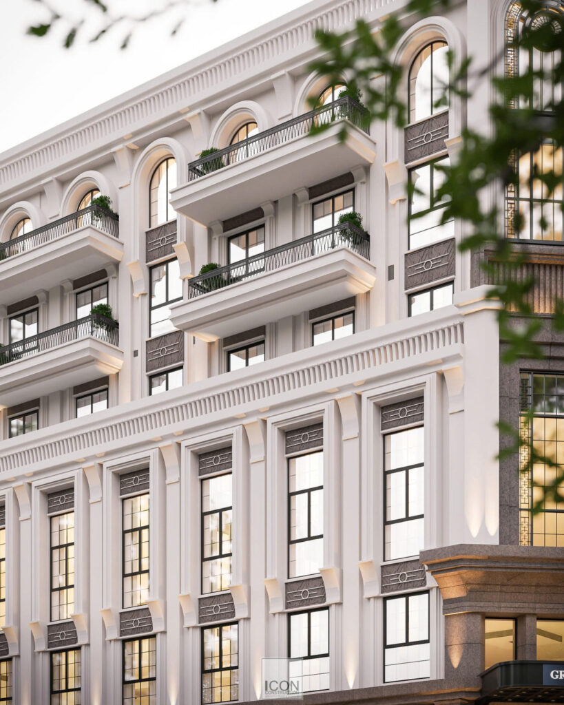 Tòa nhà sở hữu diện mạo sang trọng, tối giản, sử dụng vật liệu cao cấp như kính, thép, bê tông nhằm tối ưu ánh sáng tự nhiên và tạo sự thông thoáng