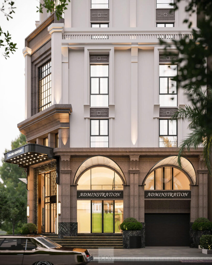 Hệ mặt dựng hiện đại với những đường nét khỏe khoắn, hình khối rõ ràng, tạo nên một công trình nổi bật giữa trung tâm thành phố