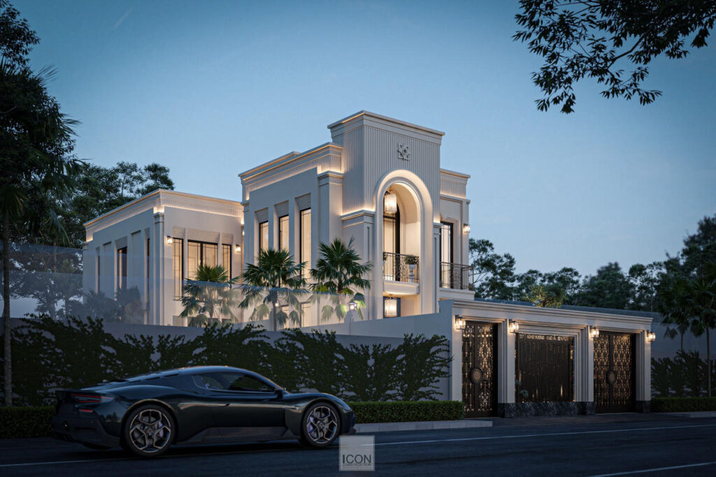 Cổng chính và hệ cửa sổ sử dụng sắt mỹ thuật với hoa văn tinh xảo, vừa đảm bảo an ninh vừa tăng tính thẩm mỹ