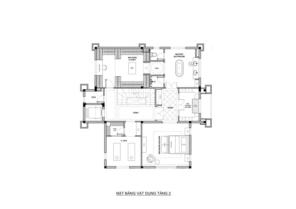 Thiết kế mặt bằng công năng tầng 2