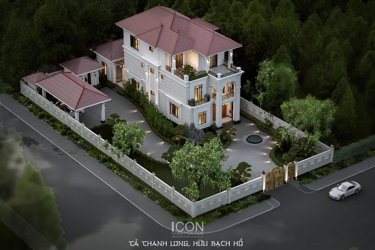 Công trình nổi bật với bố cục cân đối, hình khối mạch lạc và hệ mái Nhật đỏ đặc trưng.