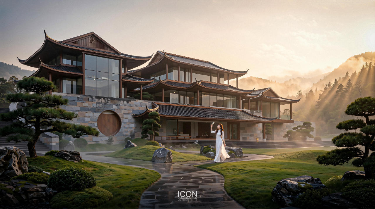 Đường nét mái cong đặc trưng được tái hiện trong ngôn ngữ kiến trúc đương đại, tạo nên dấu ấn riêng biệt.