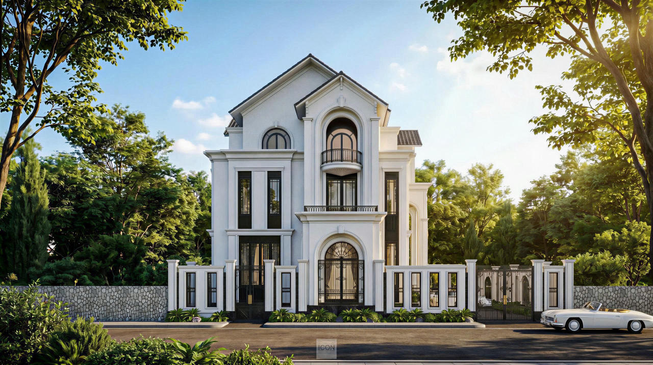 Những đường phào chỉ tinh gọn, mái dốc cân đối cùng hệ cửa vòm cao tạo nên vẻ đẹp trường tồn, khẳng định giá trị của một công trình đẳng cấp theo thời gian.